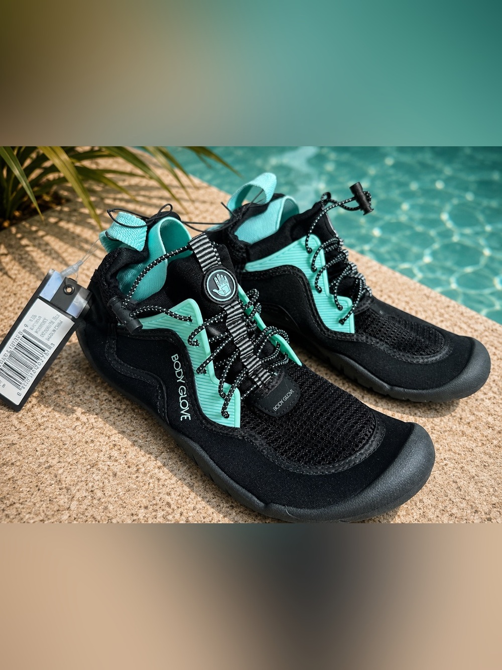 Body Glove Black and Mint Slip-On Water Sneakers, Women’s Size US 7